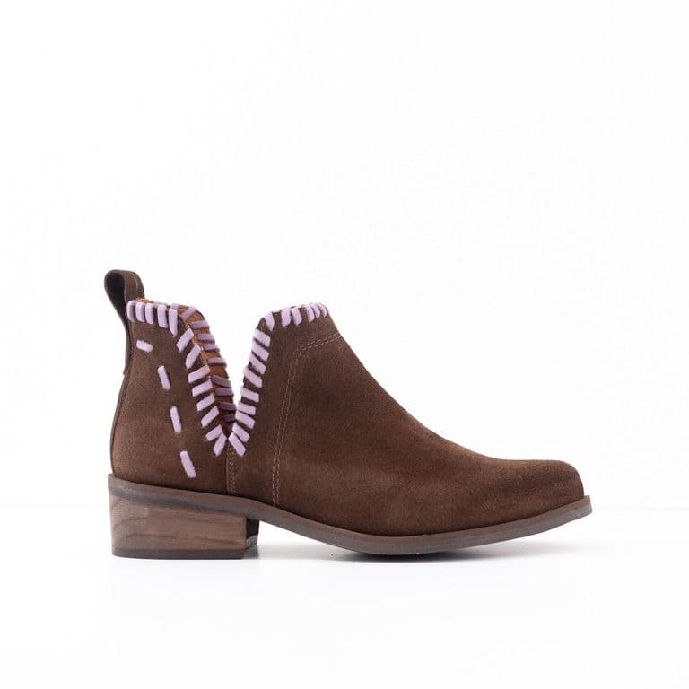 Botin Cuero Mujer Lumbre Cafe Lila Cafe 35
