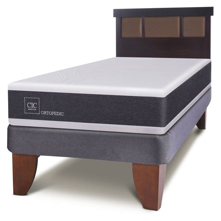 Cama Europea Ortopedic 1.5 Plazas x 2.00mt + Respaldo Dublin Chocolate