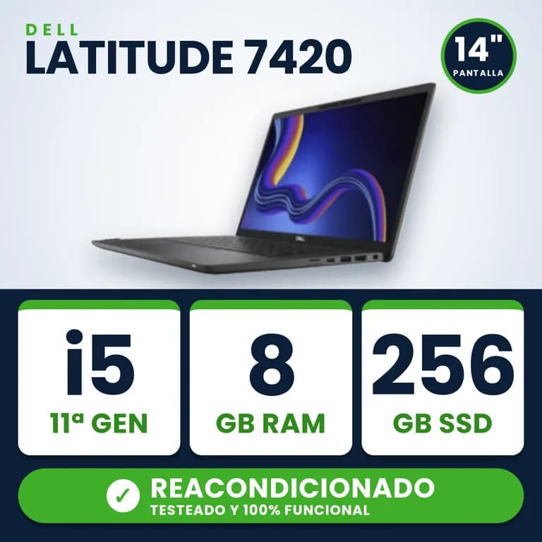 Notebook Reacondicionado Latitude 7420 Intel Core i5 11a Gen 8GB RAM 256GB SSD WINDOWS 11 PRO.