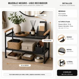 Organizador de Pasillos 2 niveles Metalico Negro 125