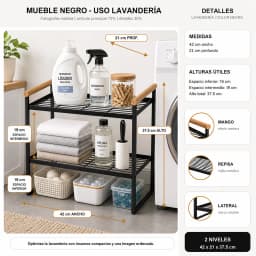Organizador de Espacios Logia 2 niveles Metalico Negro 125