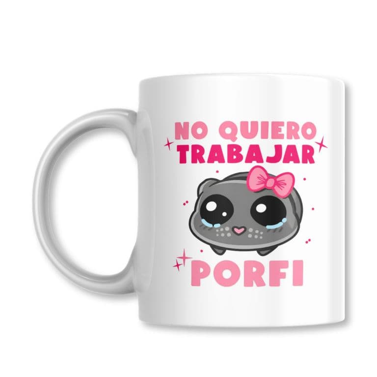 Tazon No Quiero Trabajar Porfi Meme Gato Taza Sublimada 325ml