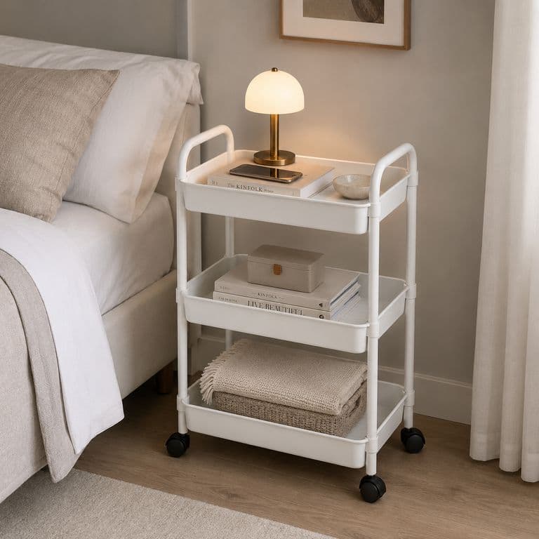 Organizador Con Rueda 3 Niveles Blanco Plastico Para Dormitorio