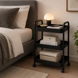 Organizador Dormitorio Con Rueda 3 Niveles Negro Plastico 800