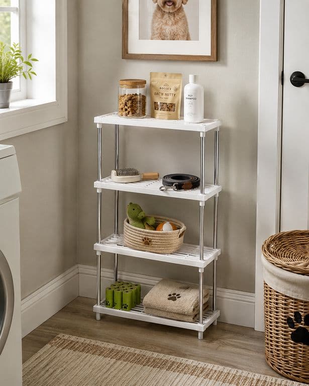 Organizador Mascotas 171 de 4 Niveles Metal y Plastico Blanco 84x40 cm