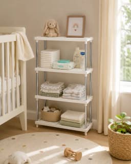 Repisa Organizadora Dormitorio Infantil 171 de Metal y Plastico 4 Niveles Blanco