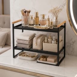 Organizador de Espacios Bano 2 niveles Metalico Negro 125