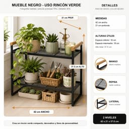 Organizador Para Plantas 2 niveles Metalico Negro 125