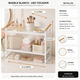 Organizador de Mostrador Metalico 2 Niveles Color Blanco 125