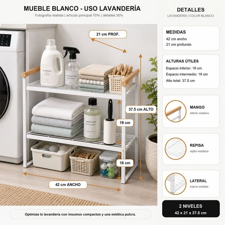 Modulo Organizador Metalico Logia Blanco 125
