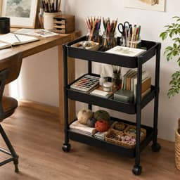 Organizador Con Rueda 3 Niveles Negro Papeleria Materiales