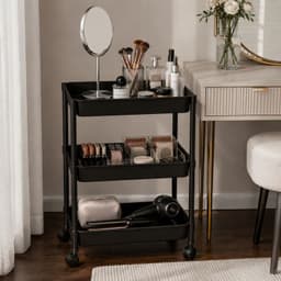 Organizador Con Rueda Maquillaje 3 Niveles Negro Plastico