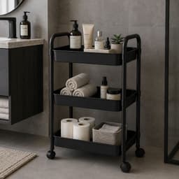 Organizador Con Rueda Bano 3 Niveles Negro Plastico 800