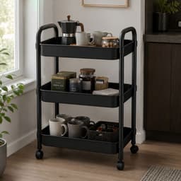 Organizador Con Rueda 3 Niveles Para Cocina Negro Plastico 800