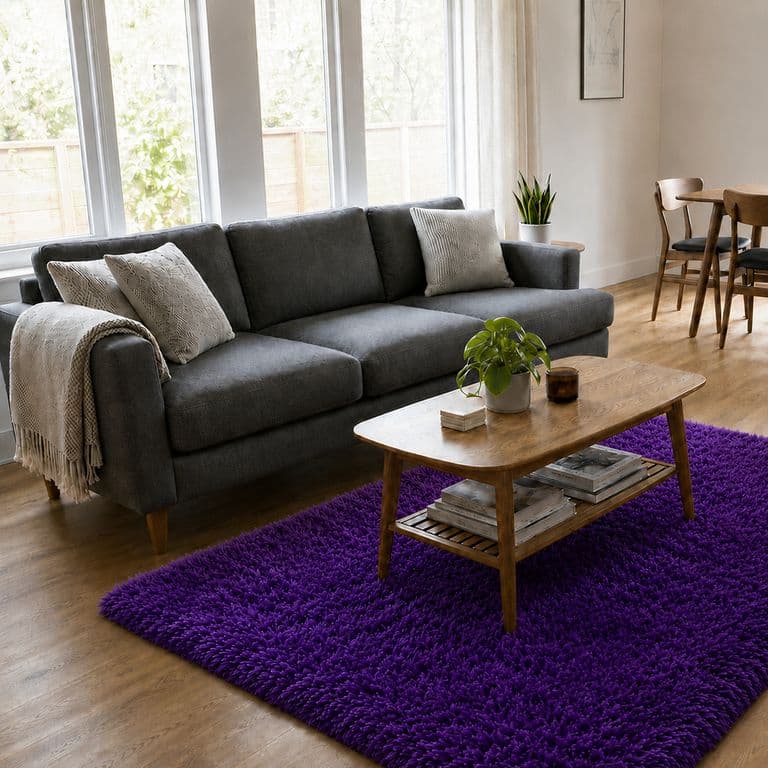 Alfombra Shaggy de Poliester 150x200 cm Morado Rectangular 026