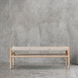 Banqueta Agustina Comedor Madera Maciza y Trenzado Natural 120 cm Madera clara