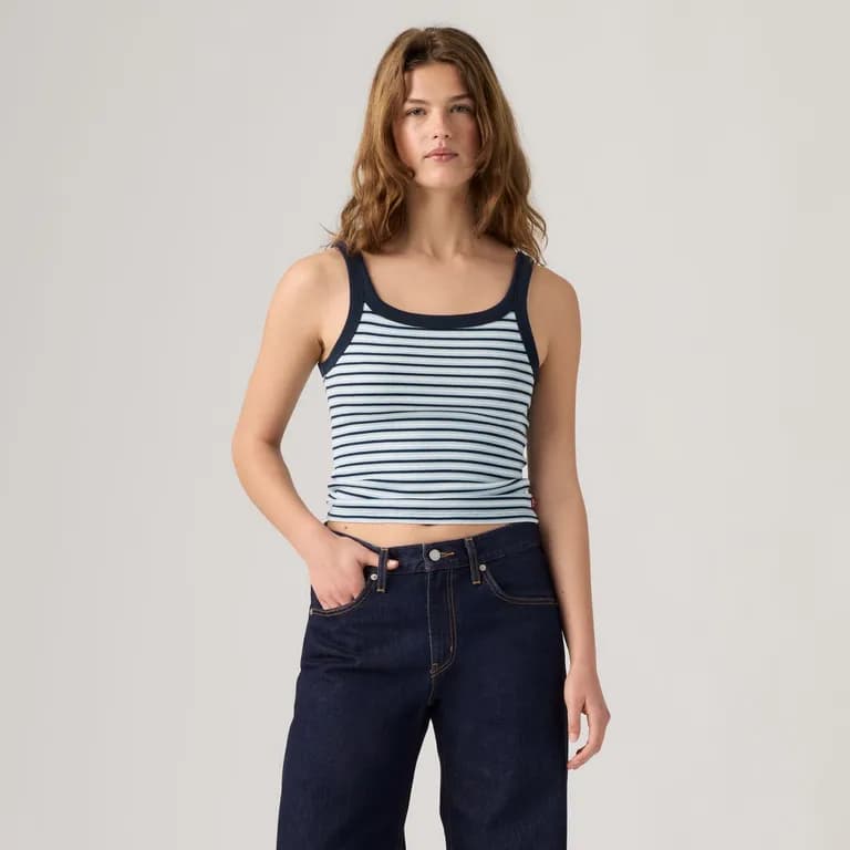 Polera Mujer Essential Ribbed Tank Azul Azul XS