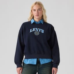 Poleron Mujer Vintage Boxy Crew Azul Azul XS