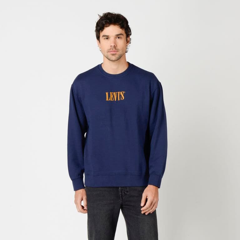 Poleron Hombre Relaxd Graphic Crew Azul Azul L