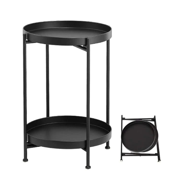 Mesa Lateral Auxiliar 2 Niveles Metalica Negra