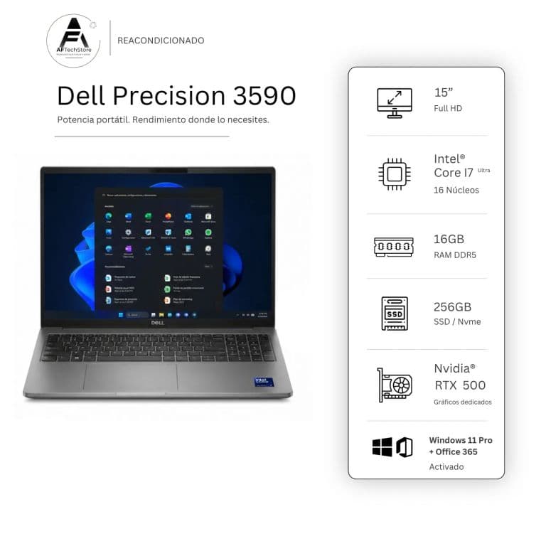 Notebook 3590 Ultra 7 NPU/AI Boost 16GB 256GB  Edicion Exclusiva Win Office Reacondicionado