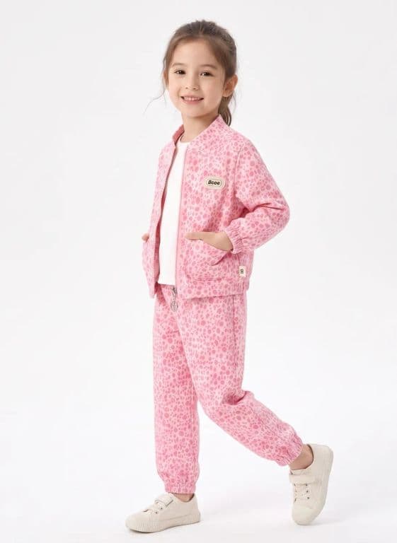 Conjunto Buzo Nina Animal Print Leopardo Con Chaqueta Rosa 2