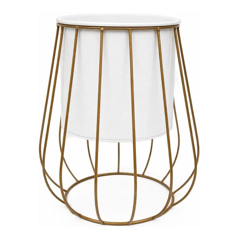 Porta Macetero Pedestal Maceta Plantas Metalico Decorativo - Crema