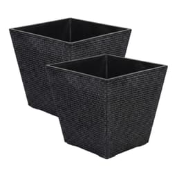 Set 2 Macetero Plastico Bajo Premium Base Cuadrada Conica L - Negro