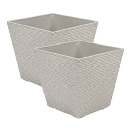 Set 2 Macetero Plastico Bajo Premium Base Cuadrada Conica L - Beige