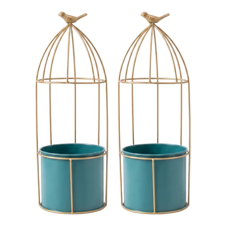 Macetero Metalico Con Pedestal Decorativo Plantas Suculentas - Verde