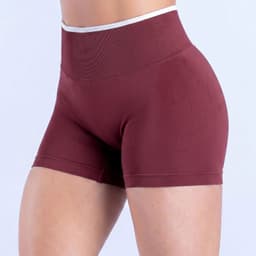 Short Deportivo Seamless Push Up Pretina Bicolor Gym Burdeos S/M