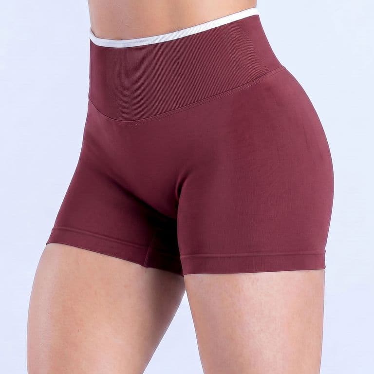 Short Deportivo Seamless Push Up Pretina Bicolor Gym Burdeos S/M