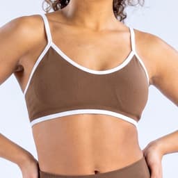 Peto Top Deportivo Seamless Bicolor Mujer Fitness Beige S/M