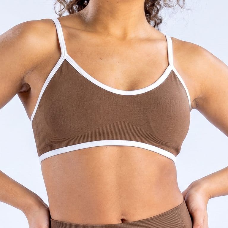 Peto Top Deportivo Seamless Bicolor Mujer Fitness Beige S/M