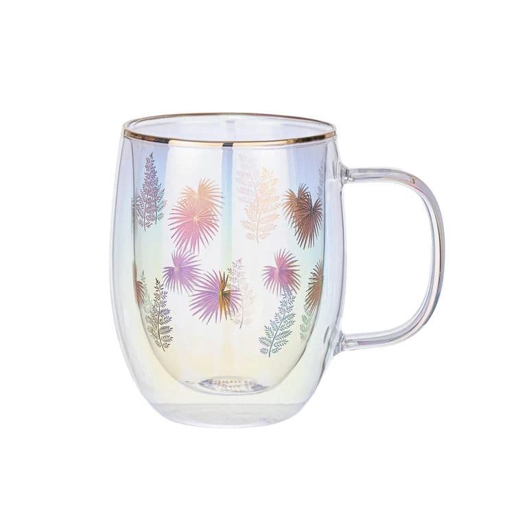 Taza Doble Vidrio Color Leaves 300 ml