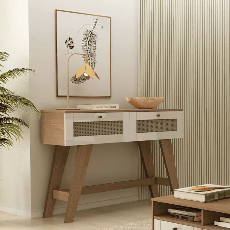 Aparador Arrimo Trama 2 Cajones Cerezo/Off White 110x33x80 Cm