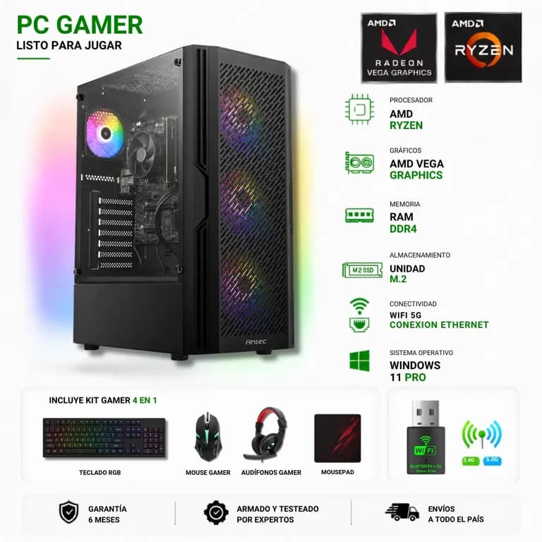 Pc Gamer Amd Ryzen 7 5700G -16GB - Vega 8 - 1TB - AX20