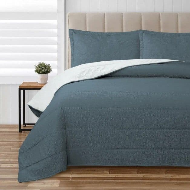 Quilt Sherpa Valencia Dobby King Azul KING