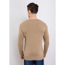 Sweater Hombre Algodon Tejido Hilo Cuello Redondo Texturizado 7256 Beige L