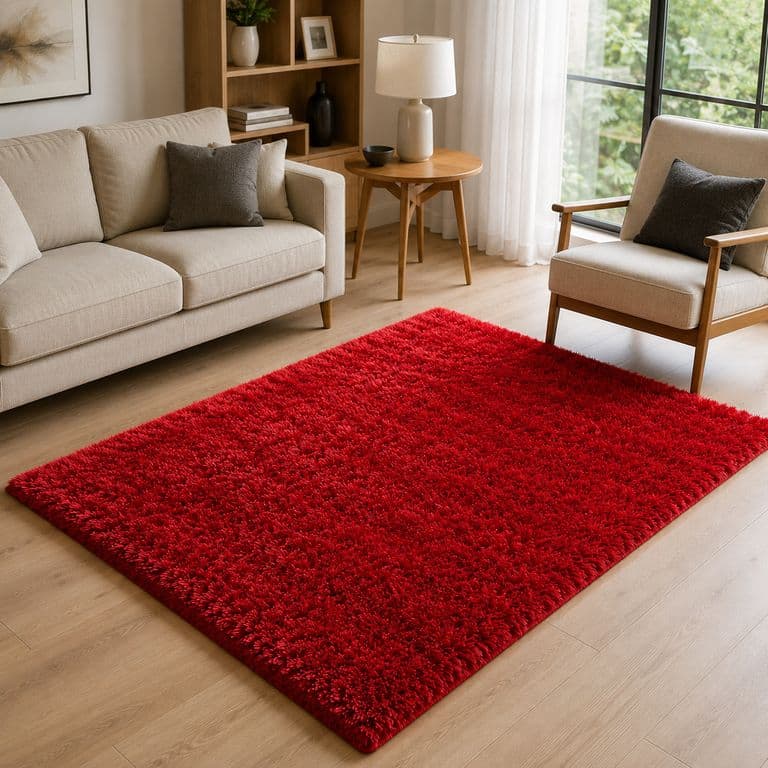 Alfombra Shaggy Roja 150x200 cm Suave Antideslizante 026