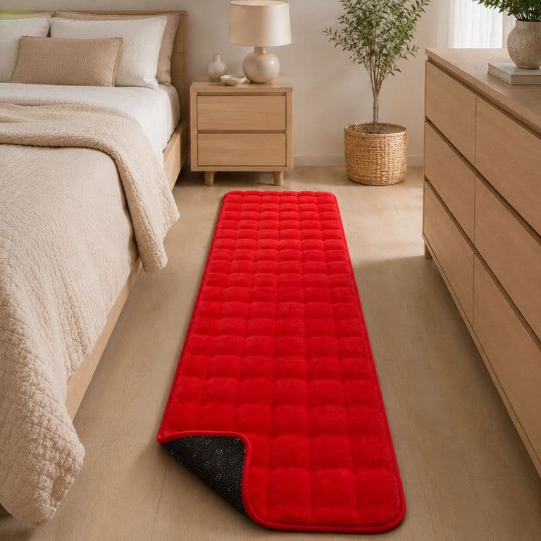 Alfombra Pasillera Peluda Bajada De Cama - Rojo 602 Versatil