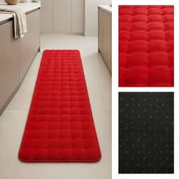Alfombra Pasillera Peluda Bajada De Cama - Rojo 602 Alta Durabilidad
