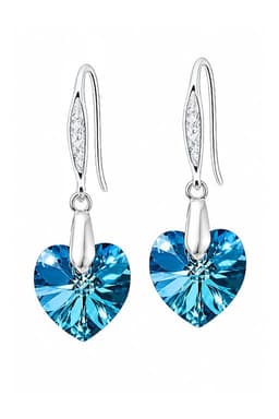 Aros Gran Romance Plata 925 creado con cristales de Swarovski Bermuda Blue Negro TALLA UNICA