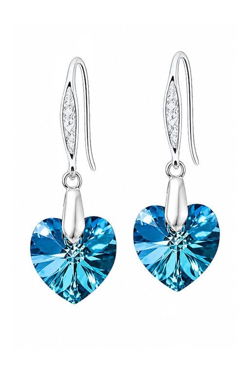 Aros Gran Romance Plata 925 creado con cristales de Swarovski Bermuda Blue Negro TALLA UNICA