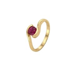 Anillo Oro Miel 18kt Ondas con Rubi Rosa 10