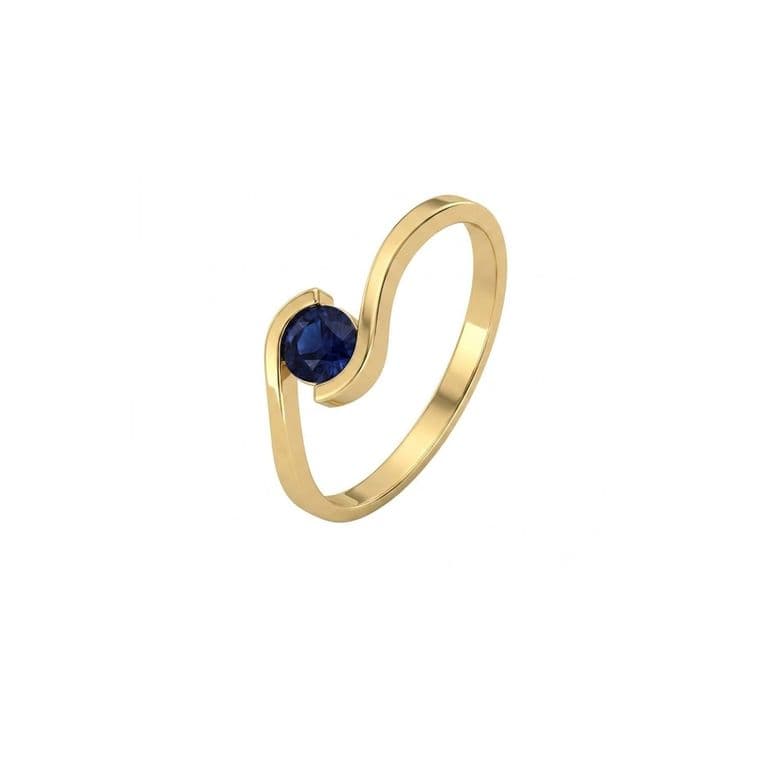 Anillo Oro Miel 18kt Ondas con Onix Rosa 21