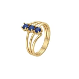 Anillo Oro Miel 18kt Trilogia con Zafiro Rosa 13