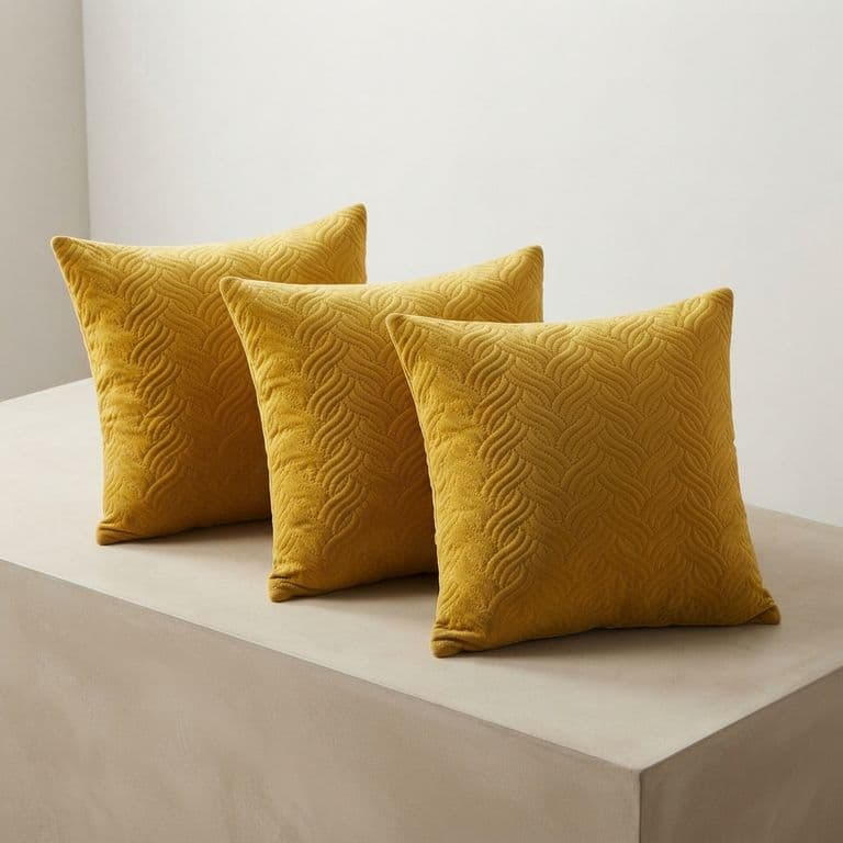 Funda Decorativa Plush Amarillo Texturizada Pack de 3 046 Elegante
