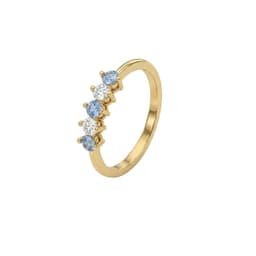 Anillo Oro Miel 18kt Cinco Piedras con Circonita Aguamarina Rosa 11