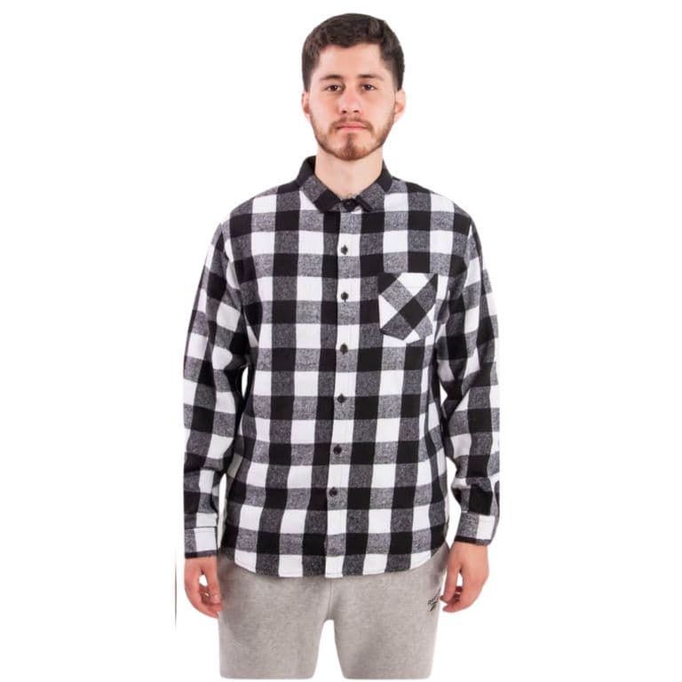 Camisa Hombre Lenadora A Cuadros Gruesa Manga Larga Diseno 0114 Negro L